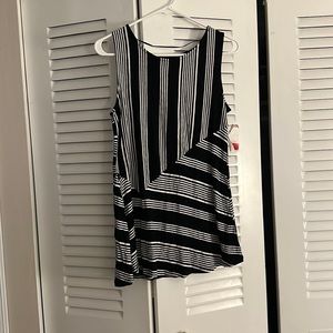Peplum black and white stripped top